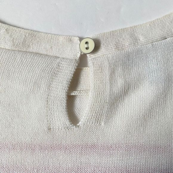 Talbots Sweater Womens Medium Petite Mulitcolor Pointelle Knit 3/4 Sleeves - Picture 7 of 13